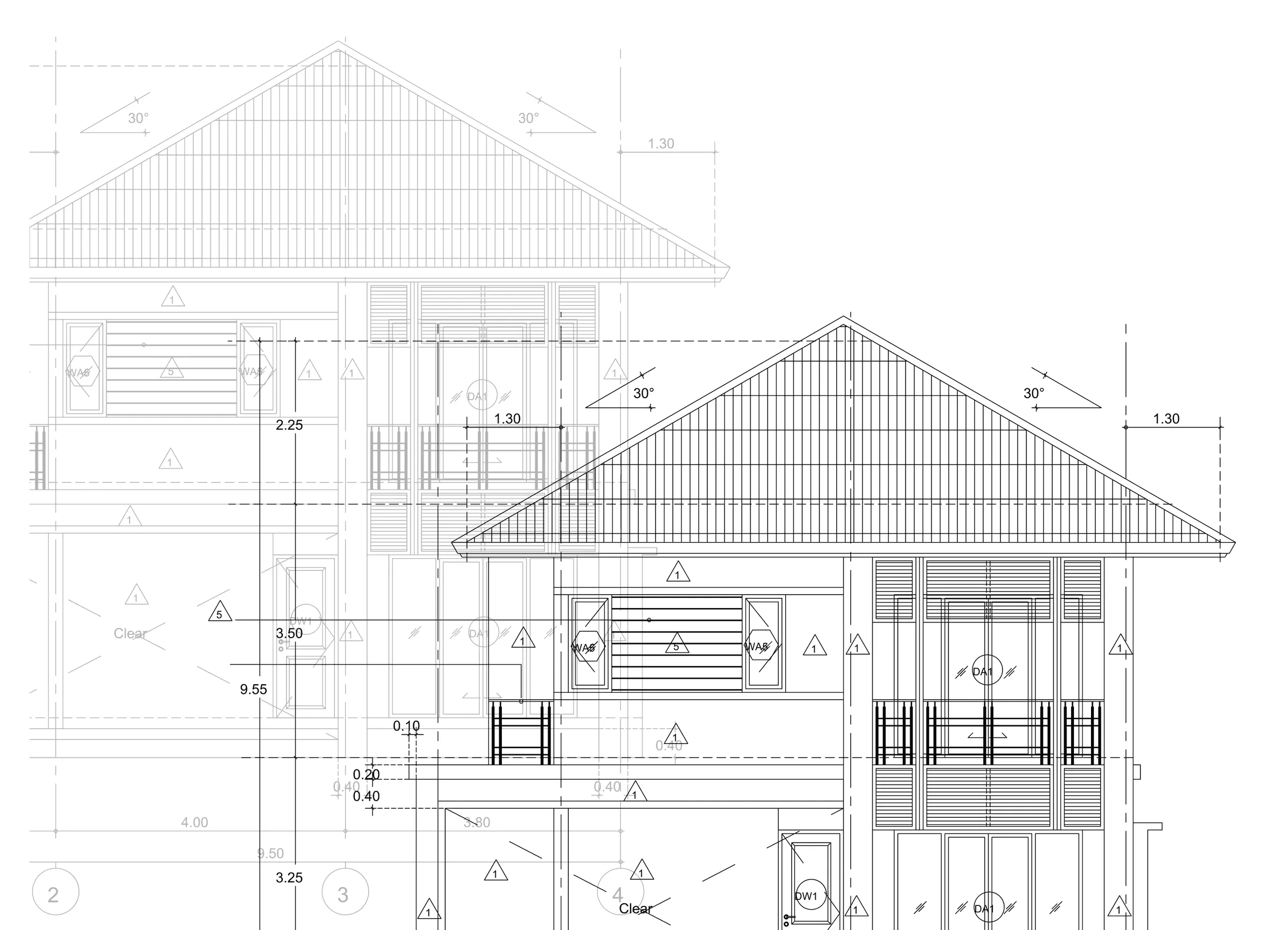 The architectural elevation drawing of the same house