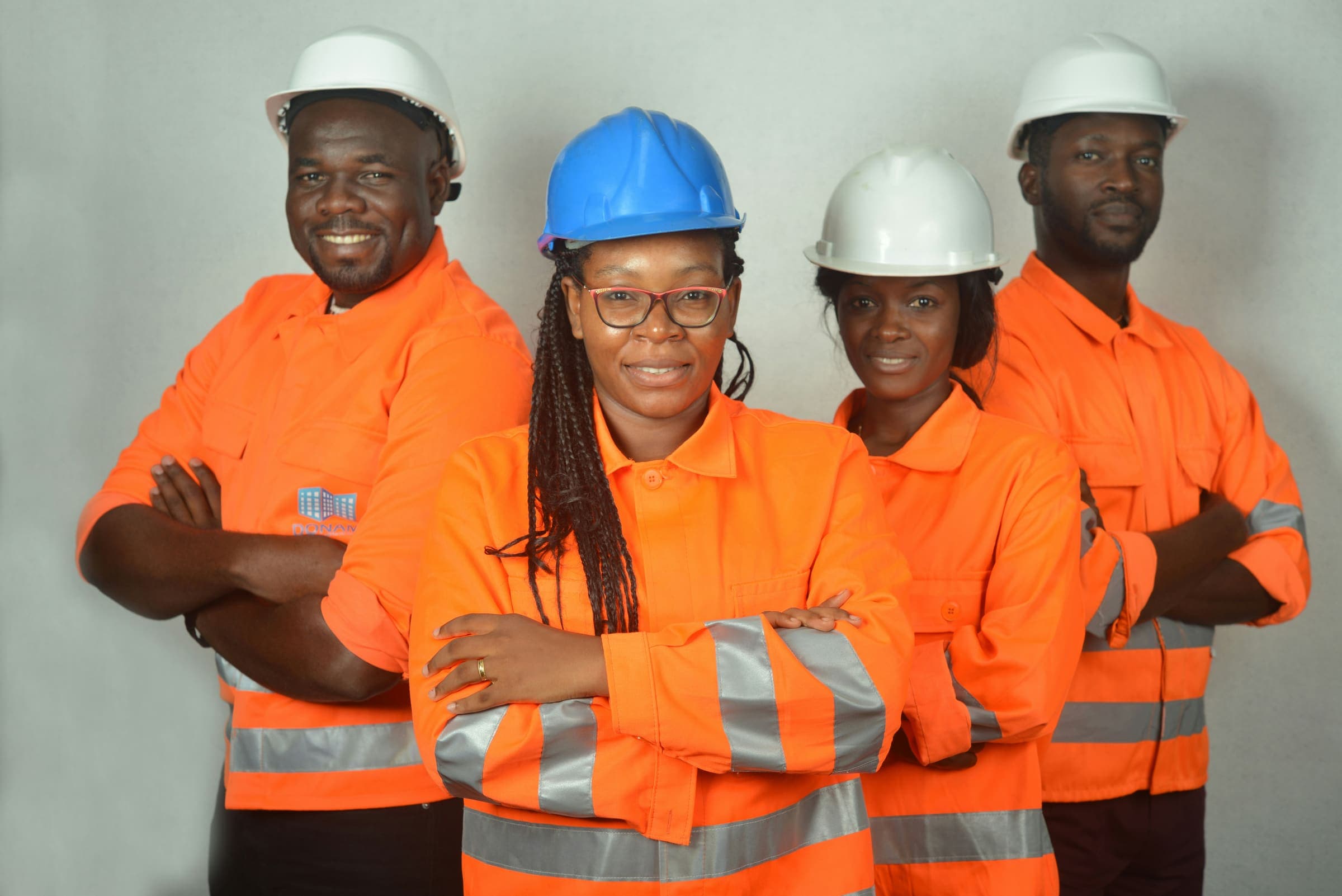 A site team in hi-vis and hard hats